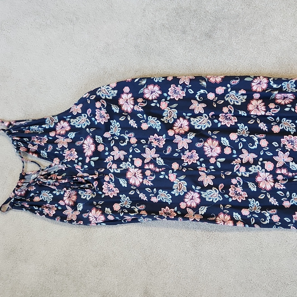 GAP Sleeveless Trapeeze Flowered Blue Straight Mini Dress - Medium